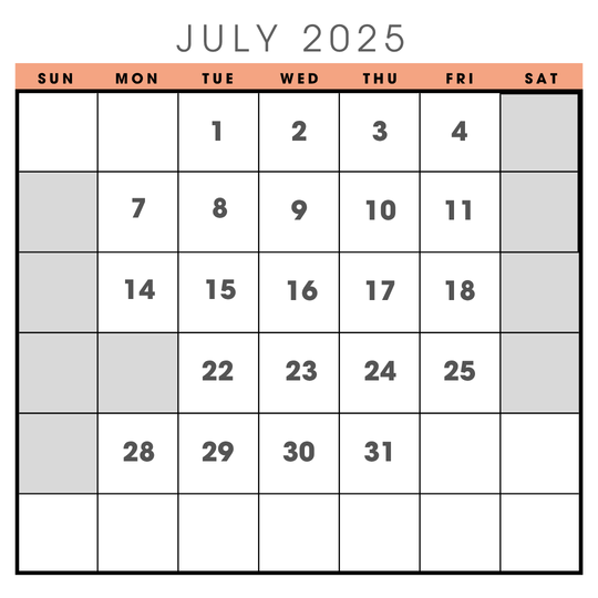 2025年7月の営業日