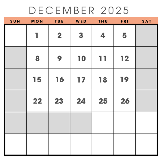 2025年12月の営業日