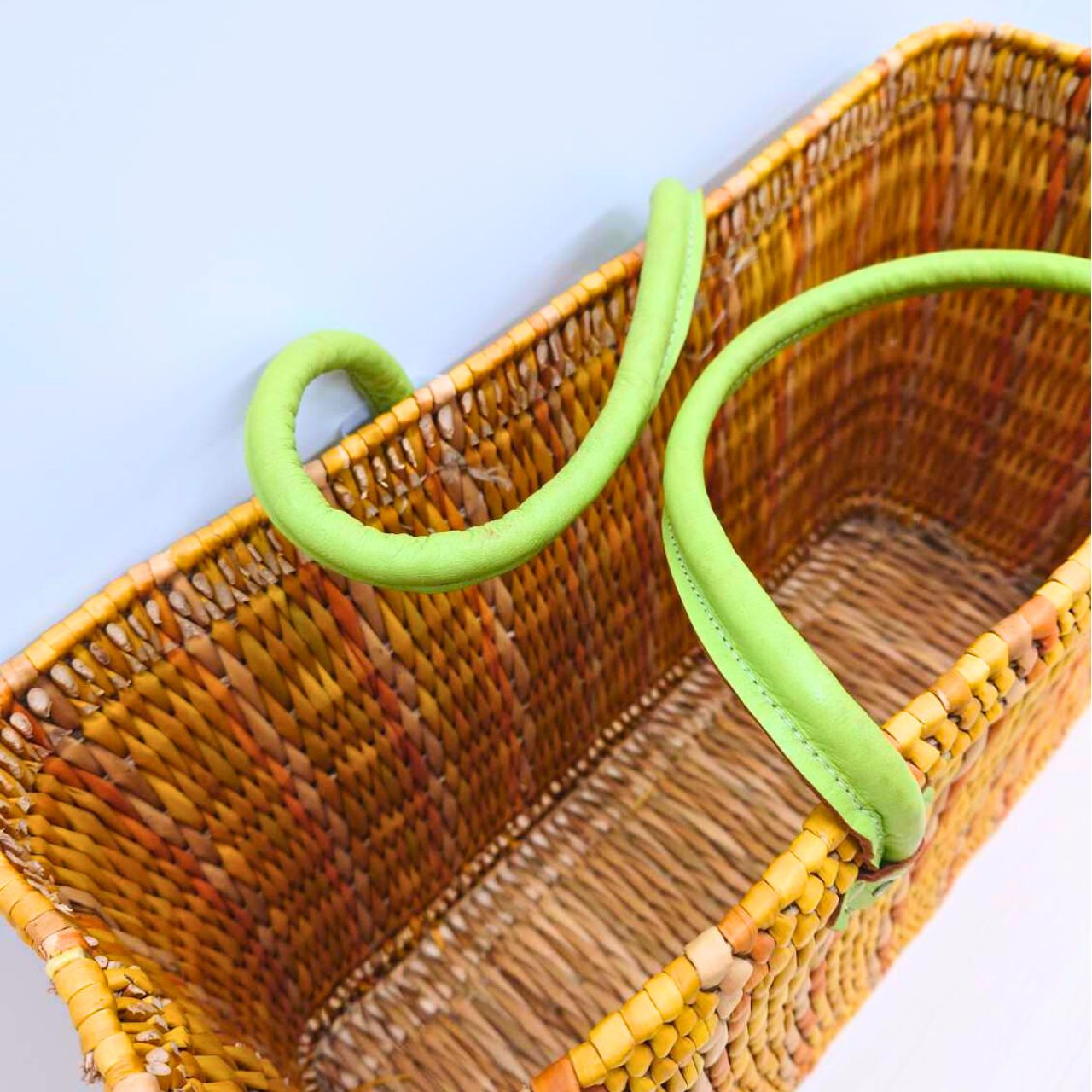 モロッコ】ヤシの木マルシェバッグ L-2（イエロー）（アウトレット品