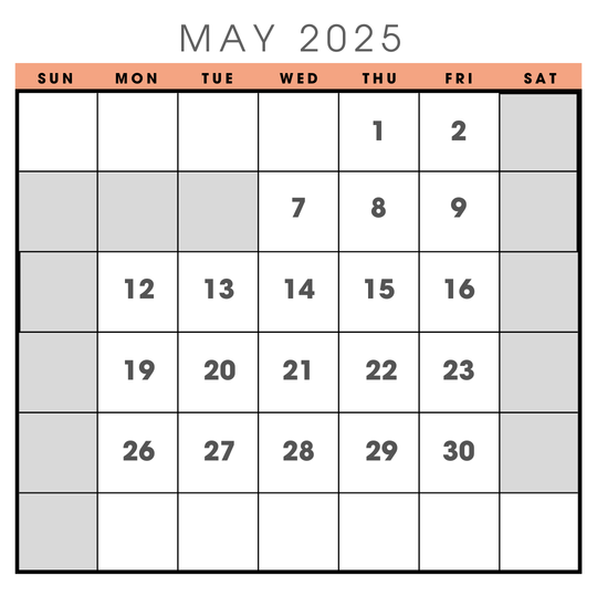 2025年5月の営業日