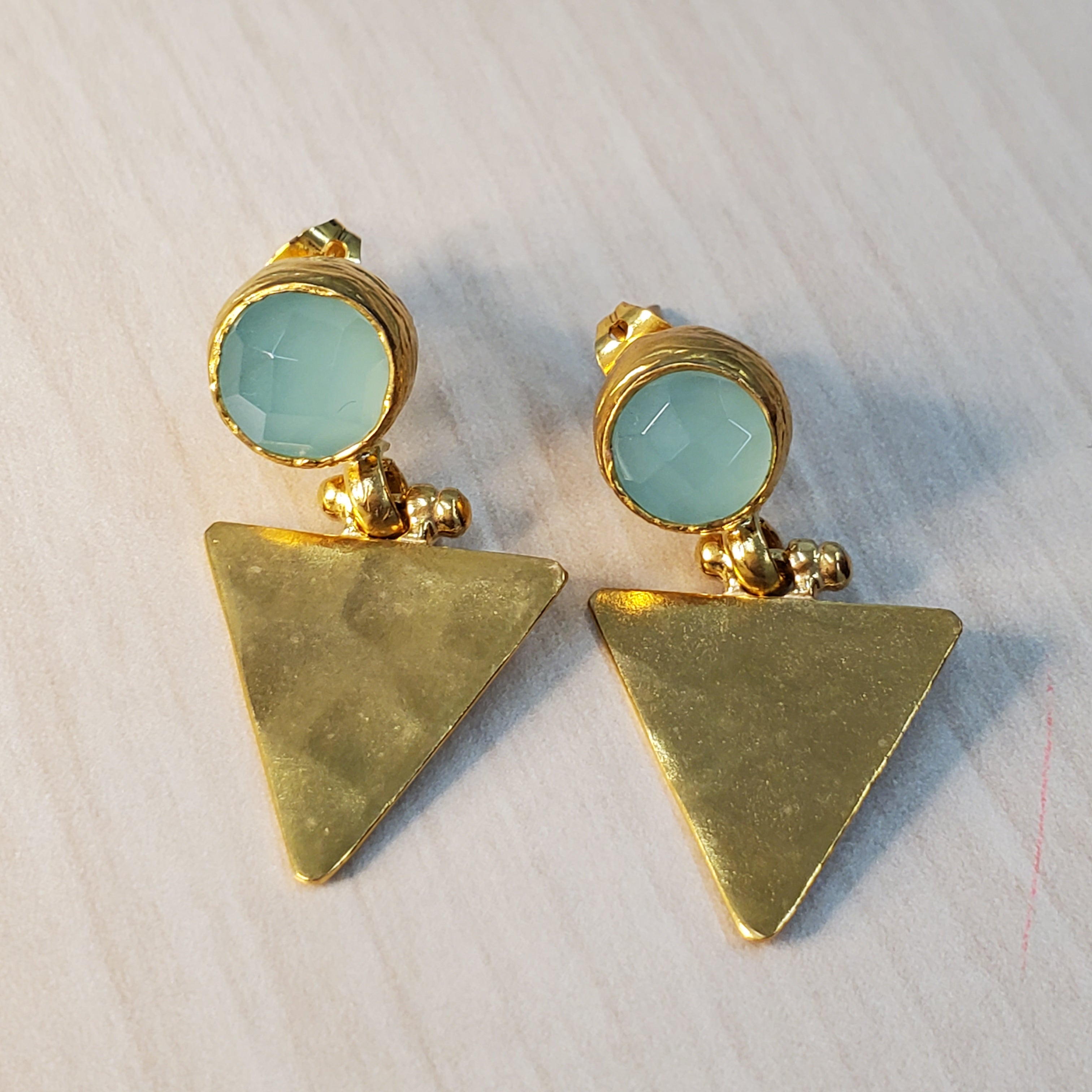 トルコ】ハンドメイド アクアカルセドニーピアス コレクション | エク 